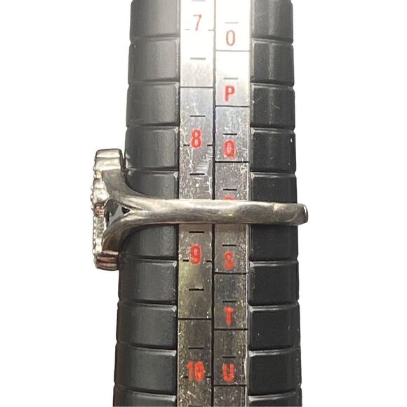 Sterling silver 925 rhinestone cross ring by Nevada Silver Mines size 8.5 adjust - Picture 7 of 9